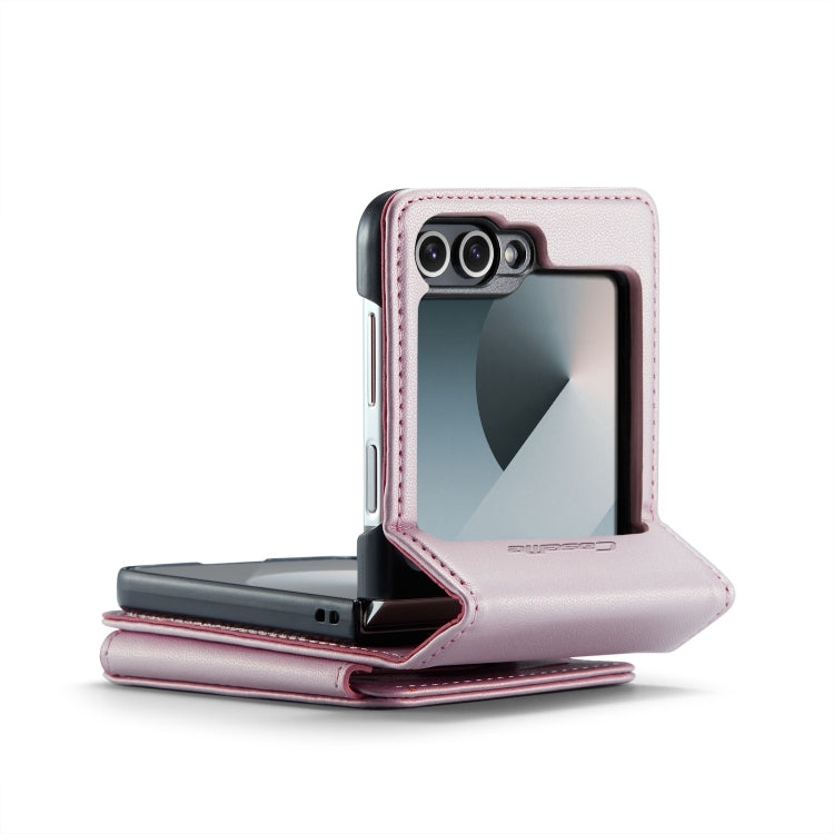For Samsung Galaxy Z Flip6 5G CaseMe C22 PC+TPU Business Style RFID Anti-theft Leather Phone Case(Pink)