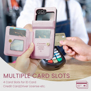 For Samsung Galaxy Z Flip6 5G CaseMe C22 PC+TPU Business Style RFID Anti-theft Leather Phone Case(Pink)