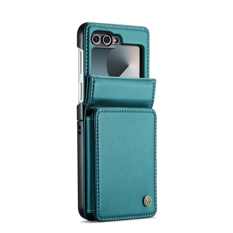 For Samsung Galaxy Z Flip6 5G CaseMe C22 PC+TPU Business Style RFID Anti-theft Leather Phone Case(Blue Green)