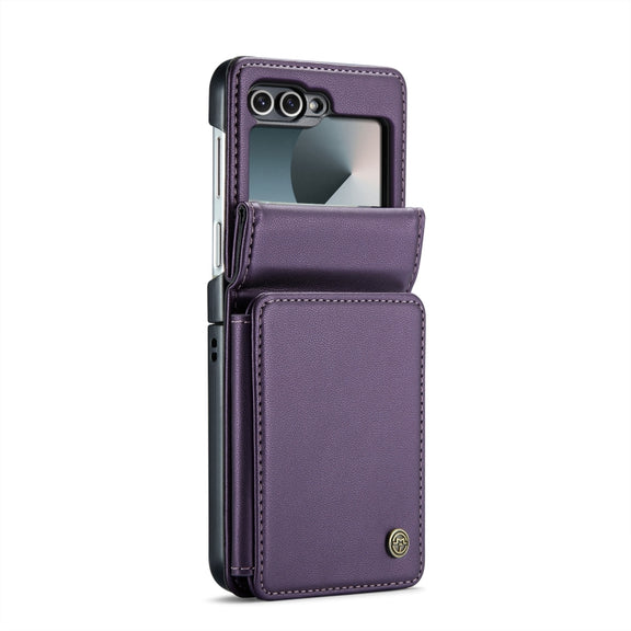 For Samsung Galaxy Z Flip6 / Flip7 FE CaseMe C22 PC+TPU Business Style RFID Anti-theft Leather Phone Case(Purple)