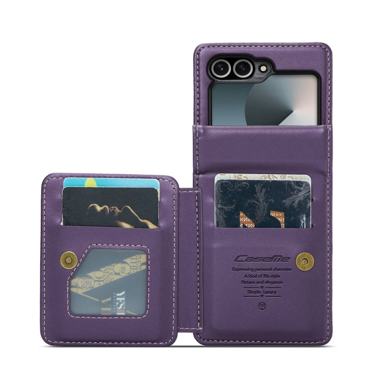 For Samsung Galaxy Z Flip6 / Flip7 FE CaseMe C22 PC+TPU Business Style RFID Anti-theft Leather Phone Case(Purple)