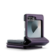 For Samsung Galaxy Z Flip6 / Flip7 FE CaseMe C22 PC+TPU Business Style RFID Anti-theft Leather Phone Case(Purple)