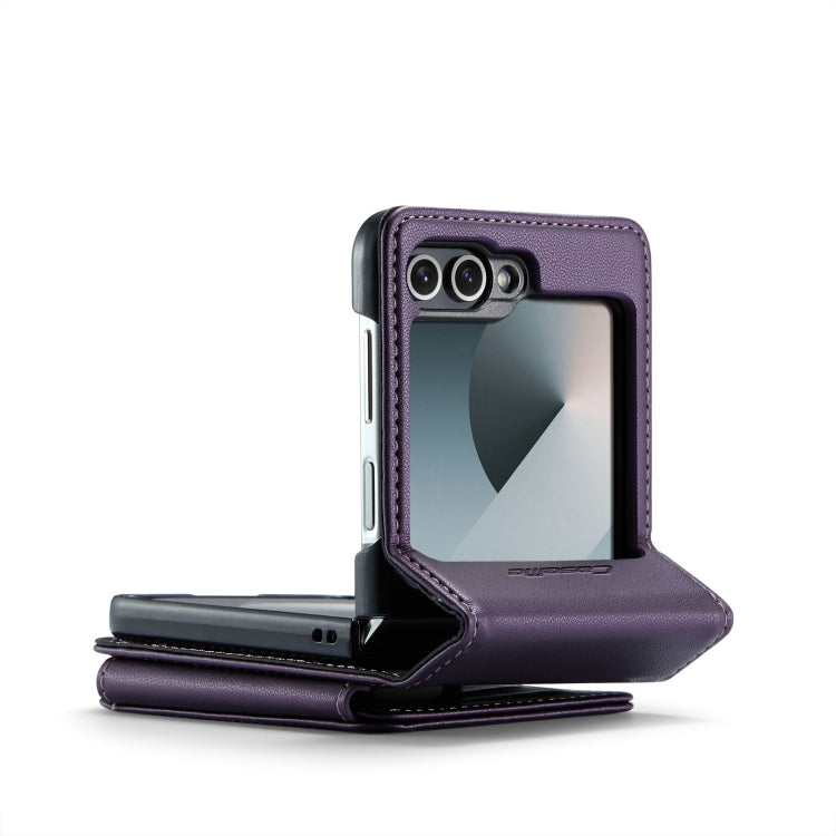 For Samsung Galaxy Z Flip6 / Flip7 FE CaseMe C22 PC+TPU Business Style RFID Anti-theft Leather Phone Case(Purple)