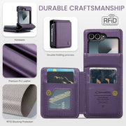 For Samsung Galaxy Z Flip6 / Flip7 FE CaseMe C22 PC+TPU Business Style RFID Anti-theft Leather Phone Case(Purple)
