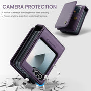 For Samsung Galaxy Z Flip6 / Flip7 FE CaseMe C22 PC+TPU Business Style RFID Anti-theft Leather Phone Case(Purple)