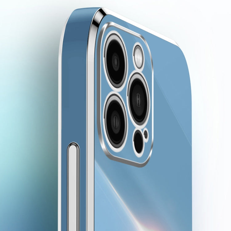 For iPhone 16 Pro Max XINLI Straight Edge 6D Electroplate TPU Phone Case with Ring Holder(Mint Green)