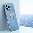 For iPhone 16 Pro XINLI Straight Edge 6D Electroplate TPU Phone Case with Ring Holder(Celestial Blue) - iPhone 16 Pro Cases by XINLI | Online Shopping South Africa | PMC TechLife | Buy Now Pay Later Mobicred