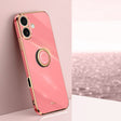 For iPhone 16 XINLI Straight Edge 6D Electroplate TPU Phone Case with Ring Holder(Hawthorn Red) - iPhone 16 Cases by XINLI | Online Shopping South Africa | PMC TechLife | Buy Now Pay Later Mobicred