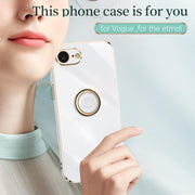 For iPhone 16e XINLI Straight Edge 6D Electroplate TPU Phone Case with Ring Holder(Mint Green)