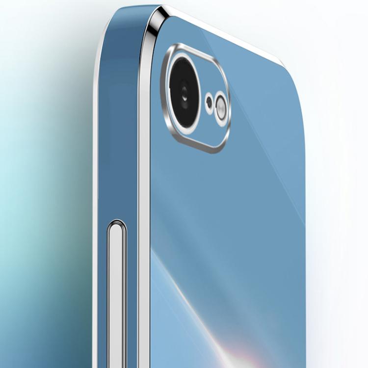 For iPhone 16e XINLI Straight Edge 6D Electroplate TPU Phone Case with Ring Holder(Mint Green)