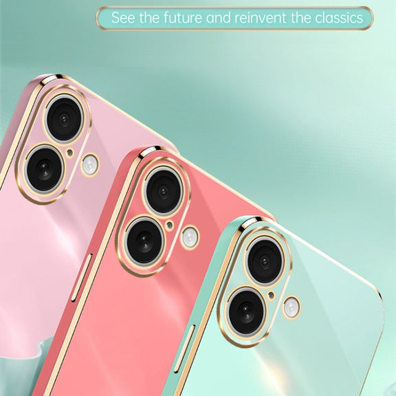 For iPhone 16 Plus XINLI Straight Edge 6D Electroplate TPU Phone Case(Pink)