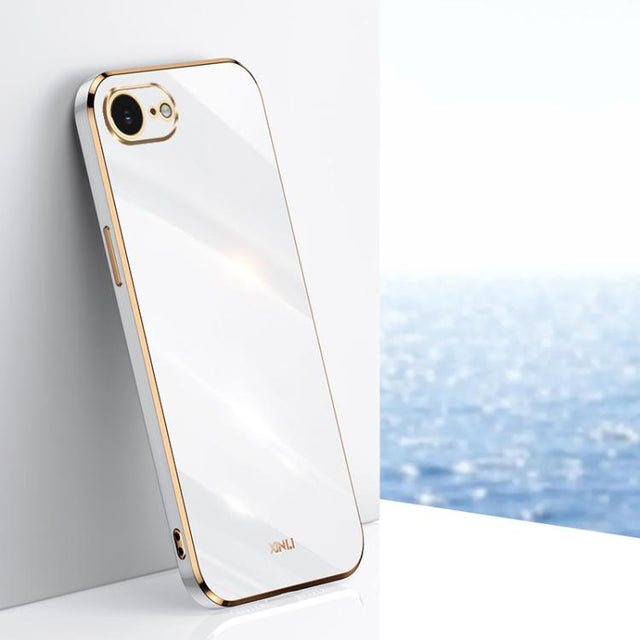 For iPhone 16e XINLI Straight Edge 6D Electroplate TPU Phone Case(White)