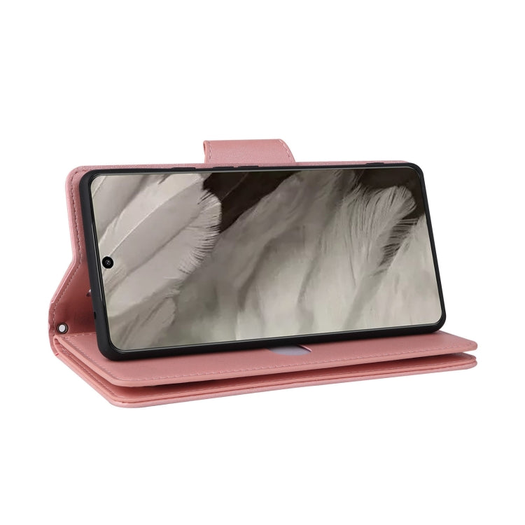 For Google Pixel 8 Rivet Buckle 9 Cards Three Fold Leather Phone Case(Rose Gold) - Google Cases by PMC TechLife | Online Shopping South Africa | PMC TechLife | Buy Now Pay Later Mobicred