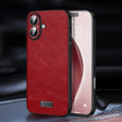 For iPhone 16 SULADA Shockproof TPU Hybrid Handmade Leather Phone Case(Red) - iPhone 16 Cases by SULADA | Online Shopping South Africa | PMC TechLife | Buy Now Pay Later Mobicred
