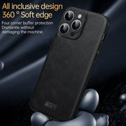 For iPhone 16 Pro SULADA Shockproof TPU Hybrid Handmade Leather Phone Case(Green)