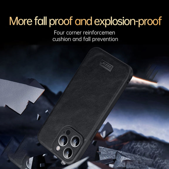 For iPhone 16 Plus SULADA Shockproof TPU Hybrid Handmade Leather Phone Case(Orange)