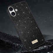 For iPhone 16 SULADA Glittery PC Hybrid TPU Handmade Leather Phone Case(Black)