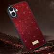 For iPhone 16 SULADA Glittery PC Hybrid TPU Handmade Leather Phone Case(Red) - iPhone 16 Cases by SULADA | Online Shopping South Africa | PMC TechLife | Buy Now Pay Later Mobicred