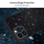 For iPhone 16 SULADA Glittery PC Hybrid TPU Handmade Leather Phone Case(Gold)