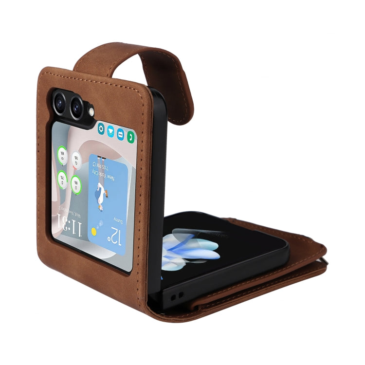 For Samsung Galaxy Z Flip5 5G Crossbody Multi-card Slot Wallet Zipper Leather Phone Case(Brown) - free shipping - PMC TechLife - Order now!