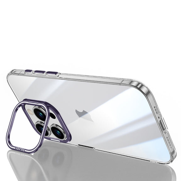 For iPhone 15 Pro Max SULADA PC + Aluminum Alloy Lens Holder Phone Case(Dark Purple)