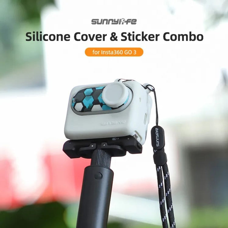 For Insta360 GO 3 Sunnylife Silicone Case Stickers Skin Wrap Lens Cover with Neck Strap(White) - Case & Bags by Sunnylife | Online Shopping South Africa | PMC TechLife | Buy Now Pay Later Mobicred