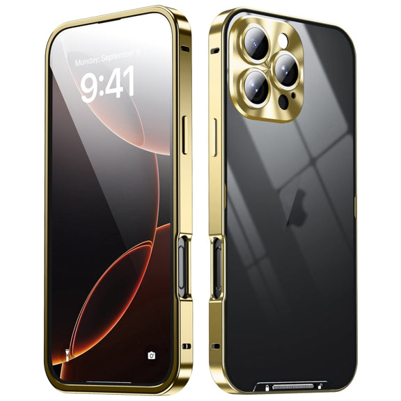 For iPhone 16 Pro Frosted Metal Phone Case(Gold)