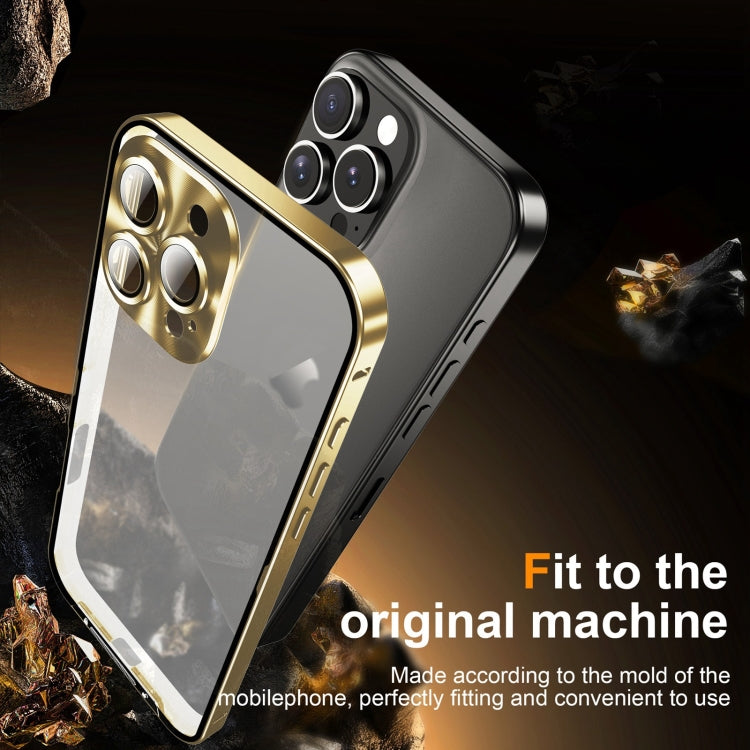 For iPhone 16 Pro Max Frosted Metal Phone Case(Gold)