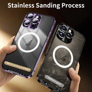 For iPhone 16 Pro Frosted MagSafe Magnetic Metal Phone Case(Purple)