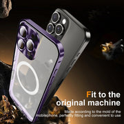 For iPhone 16 Pro Frosted MagSafe Magnetic Metal Phone Case(Purple)