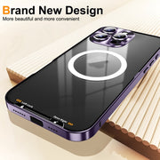 For iPhone 16 Pro Frosted MagSafe Magnetic Metal Phone Case(Purple)