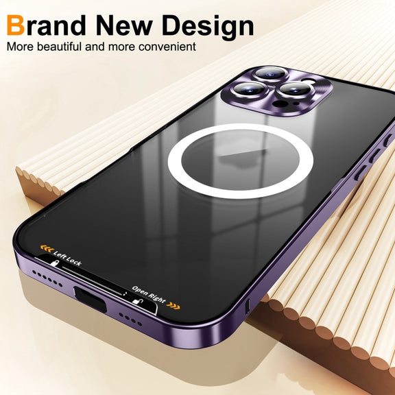 For iPhone 16 Pro Frosted MagSafe Magnetic Metal Phone Case(Purple)