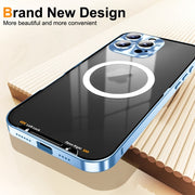 For iPhone 16 Pro Max Frosted MagSafe Magnetic Metal Phone Case(Blue)
