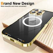 For iPhone 16 Pro Max Frosted MagSafe Magnetic Metal Phone Case(Gold)