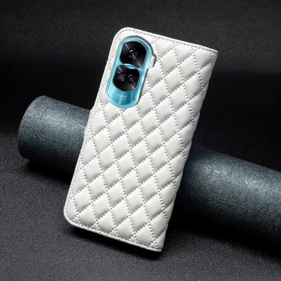 For Honor 90 Lite/X50i Diamond Lattice Wallet Flip Leather Phone Case(White)
