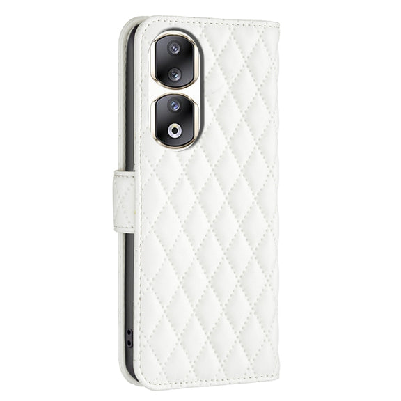 For Honor 90 Pro Diamond Lattice Wallet Flip Leather Phone Case(White)