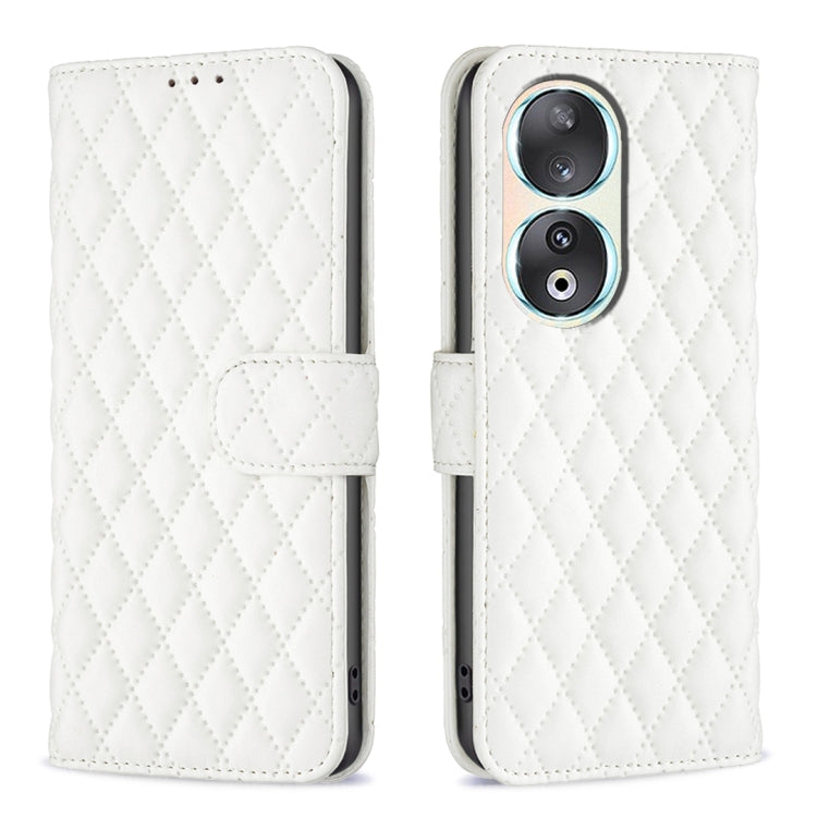 For Honor 90 5G Diamond Lattice Wallet Flip Leather Phone Case(White) - Honor Cases by PMC TechLife | Online Shopping South Africa | PMC TechLife | Buy Now Pay Later Mobicred