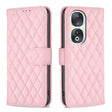 For Honor 90 5G Diamond Lattice Wallet Flip Leather Phone Case(Pink) - Honor Cases by PMC TechLife | Online Shopping South Africa | PMC TechLife | Buy Now Pay Later Mobicred