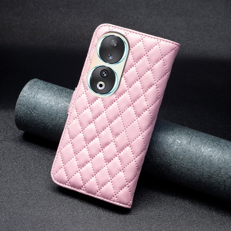 For Honor 90 5G Diamond Lattice Wallet Flip Leather Phone Case(Pink)