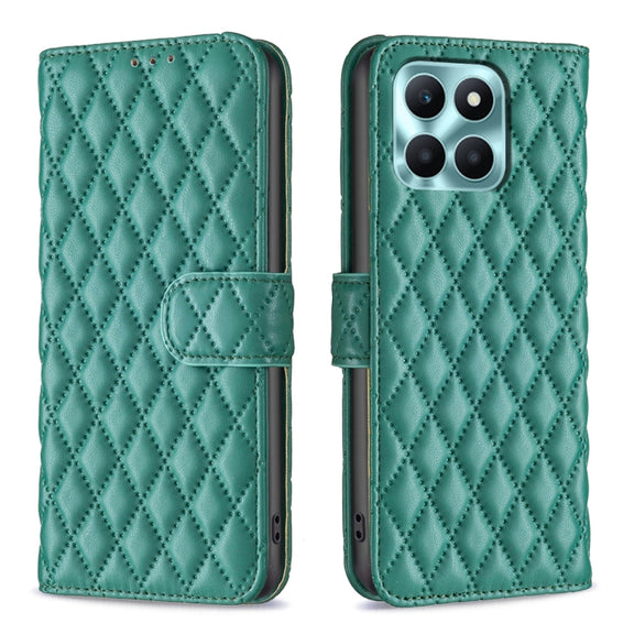 For Honor X6a Diamond Lattice Wallet Flip Leather Phone Case(Green)