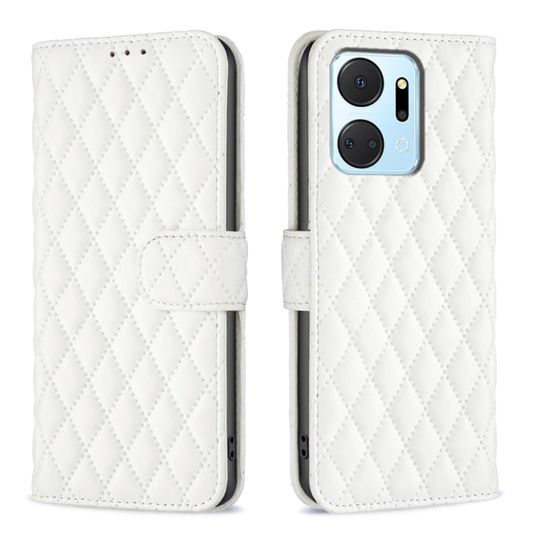 For Honor X7a Diamond Lattice Wallet Flip Leather Phone Case(White) - Honor Cases by PMC TechLife | Online Shopping South Africa | PMC TechLife | Buy Now Pay Later Mobicred