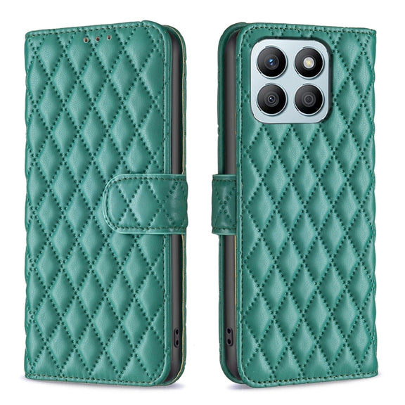 For Honor X8b Diamond Lattice Wallet Flip Leather Phone Case(Green)