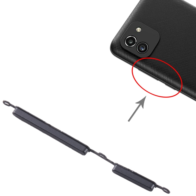For Samsung Galaxy A03 SM-A035 10pcs Power Button + Volume Control Button(Black)