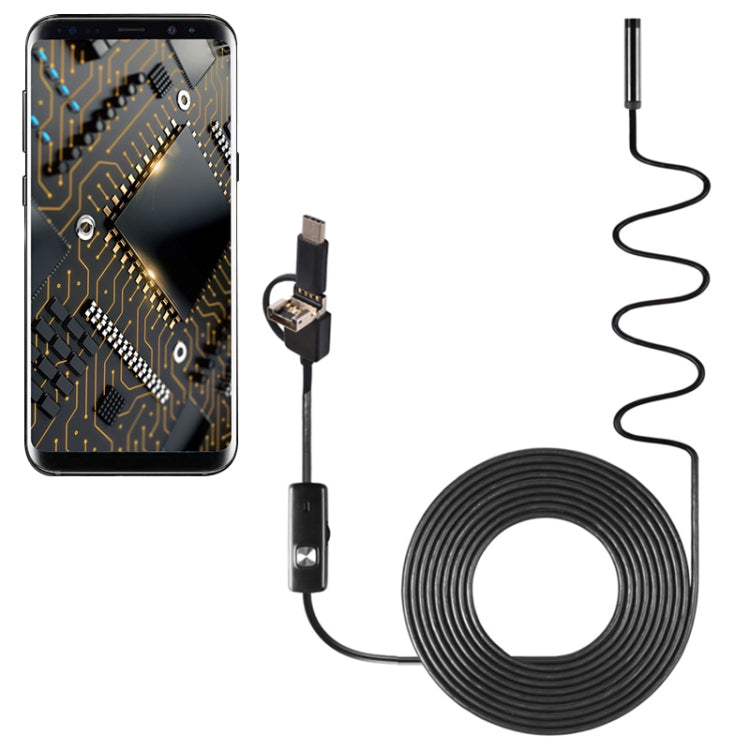 AN100 3 in 1 IP67 Waterproof USB-C / Type-C + Micro USB + USB HD Endoscope Snake Tube Inspection Camera for Parts of OTG Function Android Mobile Phone, with 6 LEDs, Lens Diameter:7mm(Length: 2m) - free shipping - PMC Jewellery - Order now!