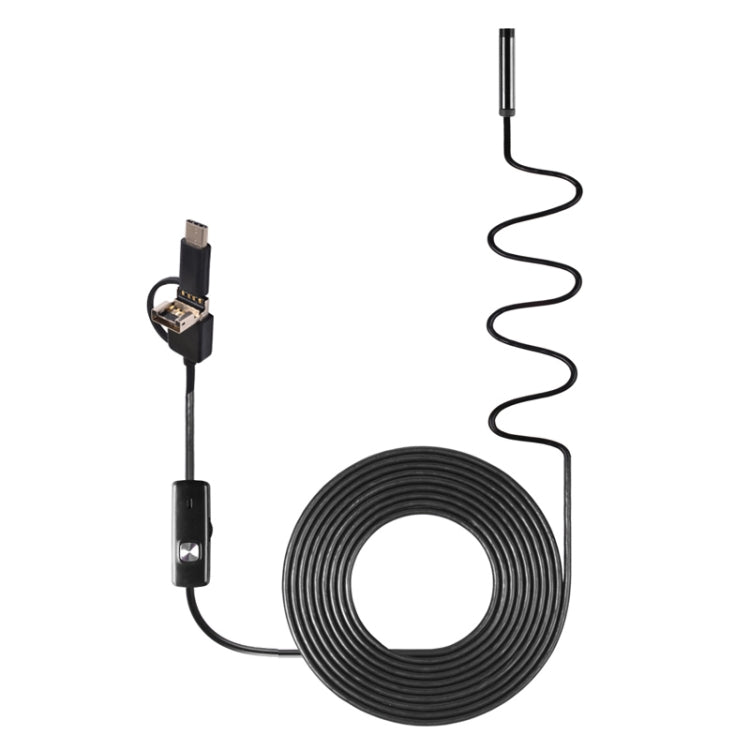 AN100 3 in 1 IP67 Water-resistant USB-C / Type-C + Micro USB + USB HD Endoscope Snake Tube Inspection Camera for Parts of OTG Function Android Mobile Phone, with 6 LEDs, Lens Diameter:7mm(Length: 5m)