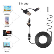 AN100 3 in 1 IP67 Water-resistant USB-C / Type-C + Micro USB + USB HD Endoscope Hard Tube Inspection Camera for Parts of OTG Function Android Mobile Phone, with 6 LEDs, Lens Diameter:8mm(Length: 5m)