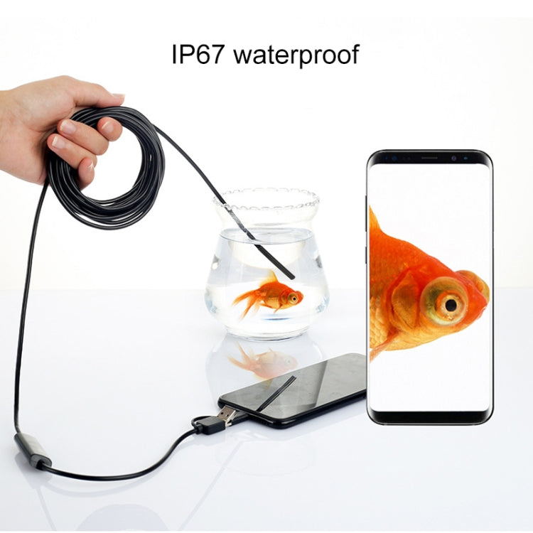 AN100 3 in 1 IP67 Water-resistant USB-C / Type-C + Micro USB + USB HD Endoscope Hard Tube Inspection Camera for Parts of OTG Function Android Mobile Phone, with 6 LEDs, Lens Diameter:8mm(Length: 5m)