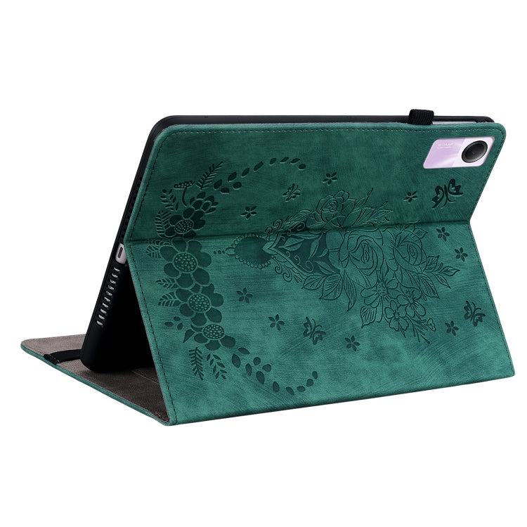 For Xiaomi Redmi Pad SE 11 inch Butterfly Rose Embossed Leather Tablet Case(Green) - More Tablet Cases by PMC TechLife | Online Shopping South Africa | PMC TechLife
