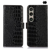 For Sony Xperia 1 VI Crocodile Top Layer Cowhide Leather Phone Case(Black)