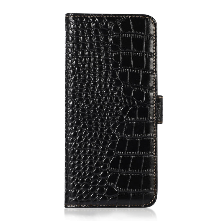 For Sony Xperia 1 VI Crocodile Top Layer Cowhide Leather Phone Case(Black)